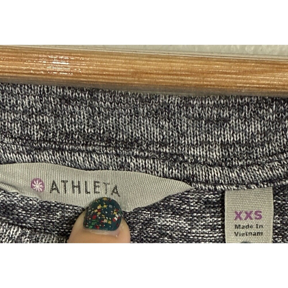 Athleta Luxe Pose Gray Marbled Tunic Top w/Thumb Holes Sz XXS Gym Workout Shirt‎ - Picture 4 of 9